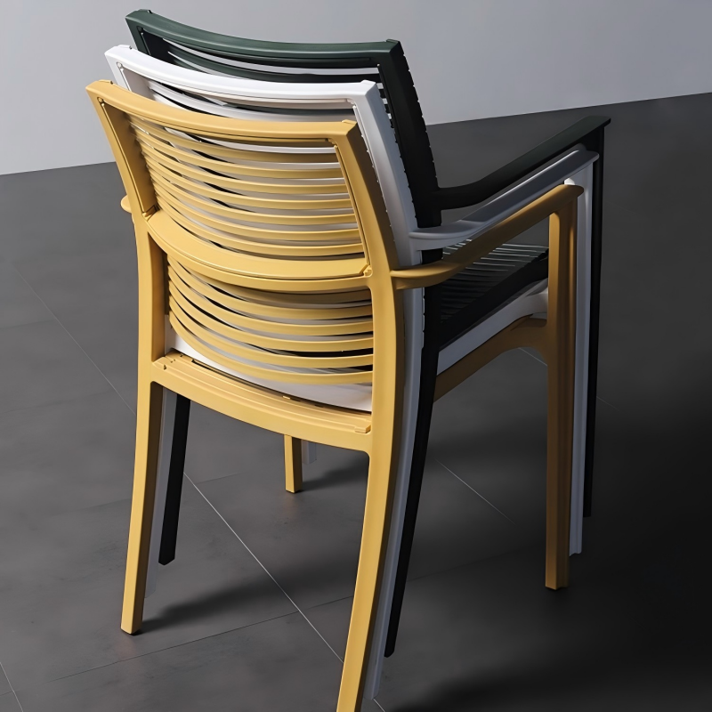 Modern Stackable Outdoor Dining Chair – Durable Slatted Armchair for Café, Patio & Garden