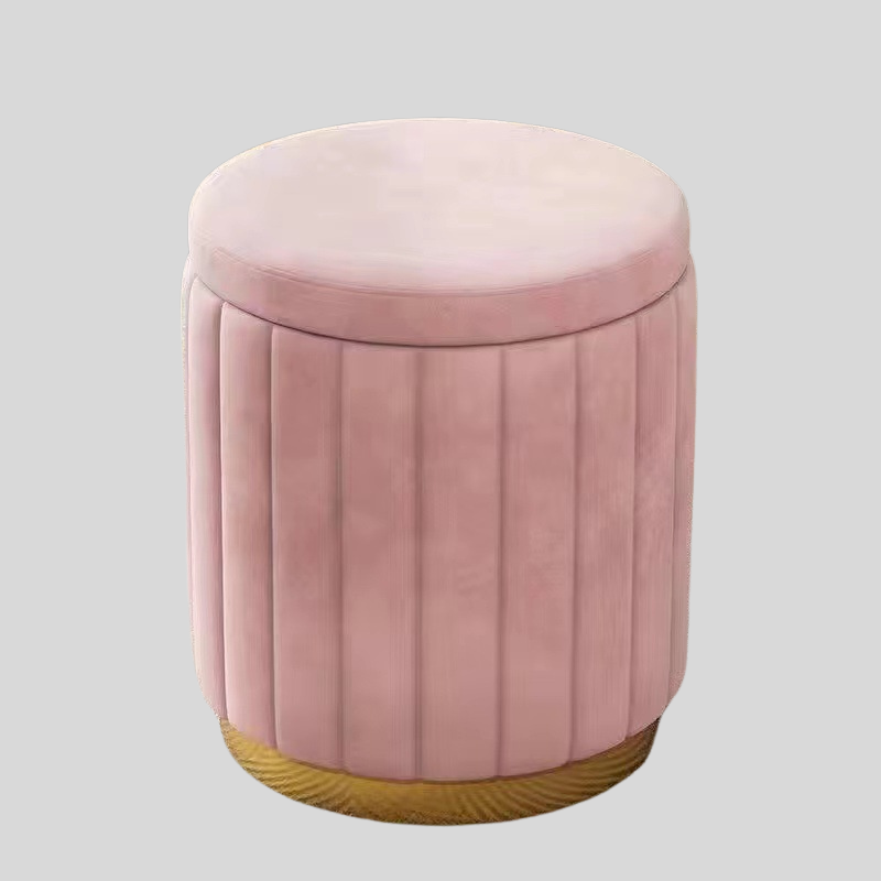 Velvet Storage Ottoman Stool with Gold Base