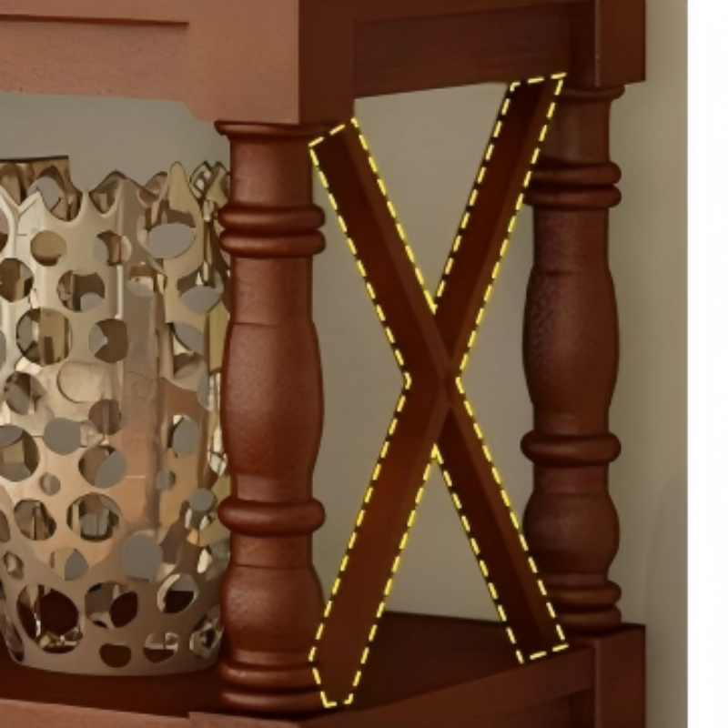 Classic European Solid Wood Display Shelf – Turned Column Storage Rack