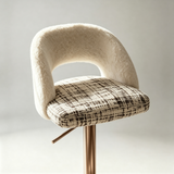 Italian Minimalist Upholstered Bar Stool, Adjustable Swivel Stainless Steel Island Chair