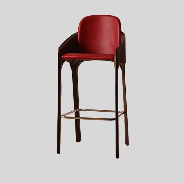 Modern Bar Stool Saddle Leather Kitchen Nordic Reception Dining Chairs Metal Design Chaises Longues Bar Lounge Furniture