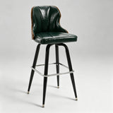 Swivel Bar Stool – Oil-Wax Leather, Metal Frame & Solid Wood Panels