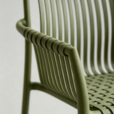 Stackable Outdoor Dining Armchair - Slatted Design for Cafe & Patio