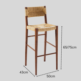 Vintage Rattan-Woven Bar Stool – Solid Wood Frame • Eco-Friendly • Customisable Design