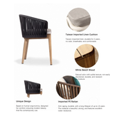 Dames Bar Chair – Modern Coastal High Stool for Outdoor & Indoor Spaces with White Ash Wood & PE Rattan