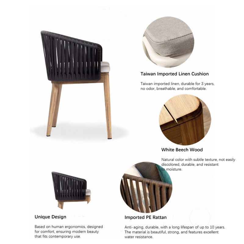 Dames Bar Chair – Modern Coastal High Stool for Outdoor & Indoor Spaces with White Ash Wood & PE Rattan