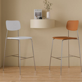 Modern Saddle Leather Bar Stool with Chrome Frame
