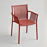 Stackable Outdoor Dining Armchair - Slatted Design for Cafe & Patio