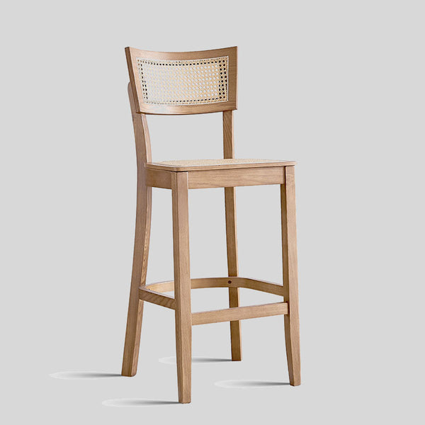 Solid Wood Bar Chairs Household High Stool Nordic Luxury Bar Chair Kitchen Furniture Creative Rattan Back Bar Stools