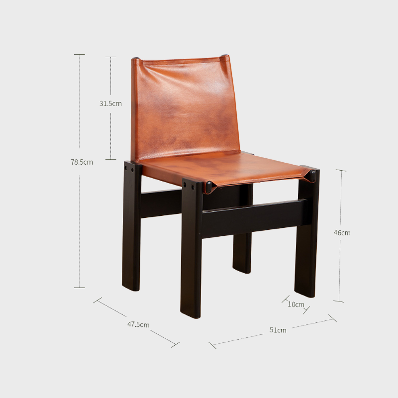 Modern Leather Sling Chair with Wooden Frame