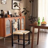 Nordic Woven Dining Chair – Solid Wood Frame with Handcrafted Rope Seat