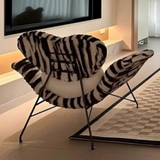 Heart-Shaped Lounge Chair – Modern Statement Accent Chair with Zebra Print & Plush Heart Cushion