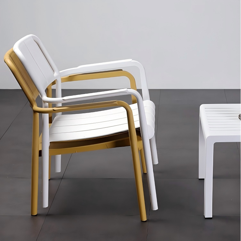 Modern Outdoor Lounge Armchair – All-Weather Stackable Patio Chair