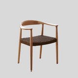 Nordic-Style Woven Seat Accent Chair with FAS Rubberwood
