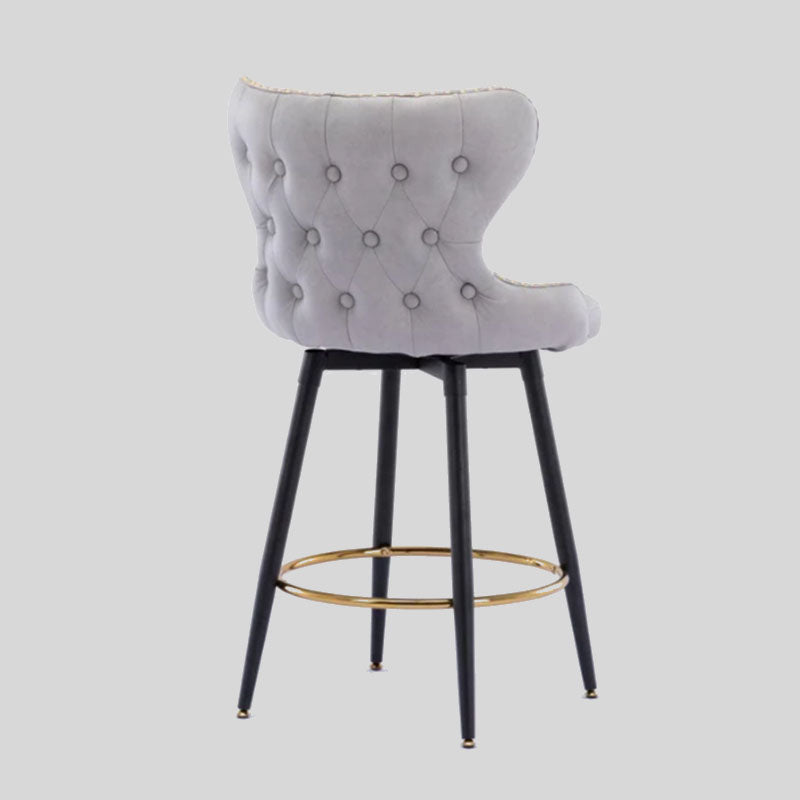 Elegant Velvet Upholstered Bar Stool with Gold Accents