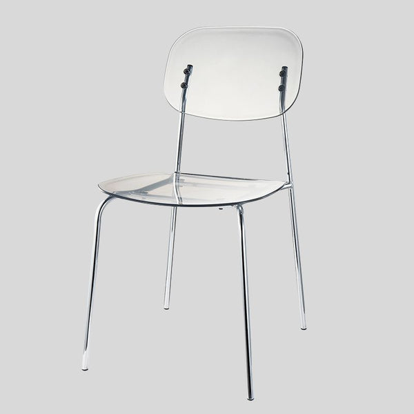 Modern Acrylic Dining Chair with Chrome Legs – Transparent Minimalist Dining or Café Chair