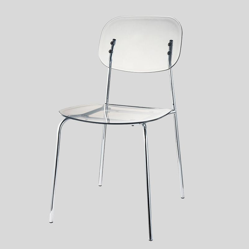 Modern Acrylic Dining Chair with Chrome Legs – Transparent Minimalist Dining or Café Chair