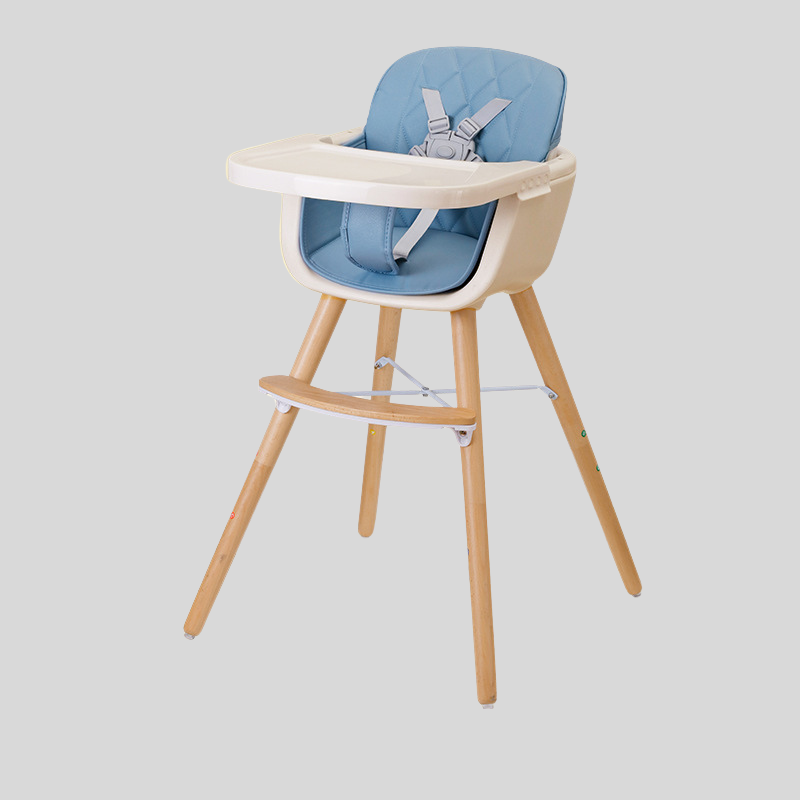 Multifunctional Adjustable Baby High Chair with Wooden Legs
