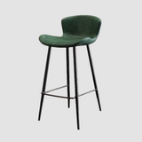 Modern Leather Upholstered Bar Stool with Carbon Steel Frame | Ergonomic High Stool in Crazy Horse or Saddle Leather
