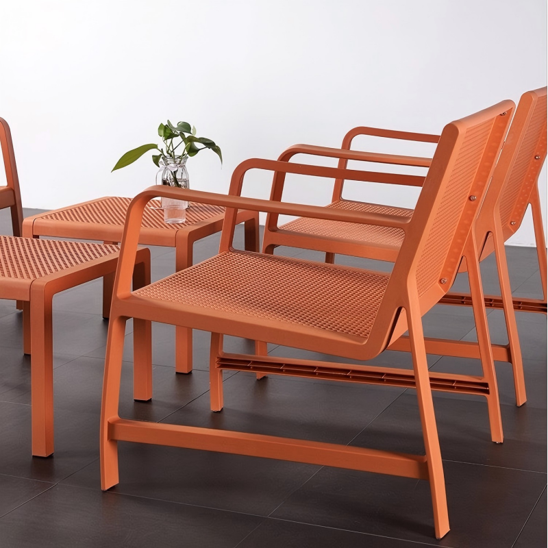 Perforated Outdoor Lounge Chair – Modern All-Weather Patio Armchair