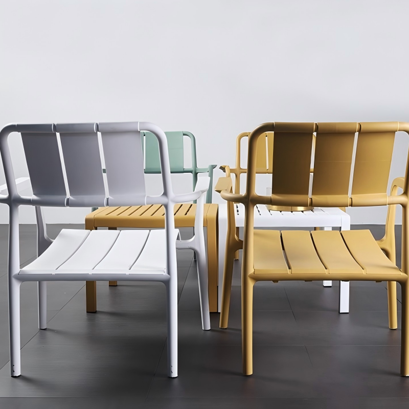 Modern Outdoor Lounge Armchair – All-Weather Stackable Patio Chair