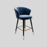 Elegant Velvet Bar Stool with Gold Accents and Modern Design