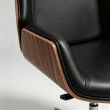 Two-Tone Shell Swivel Chair – Leather Seat, Chrome Base, Casters or Fixed Legs