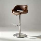 Italian Minimalist Genuine Leather Bar Stool, Adjustable Swivel Island Chair