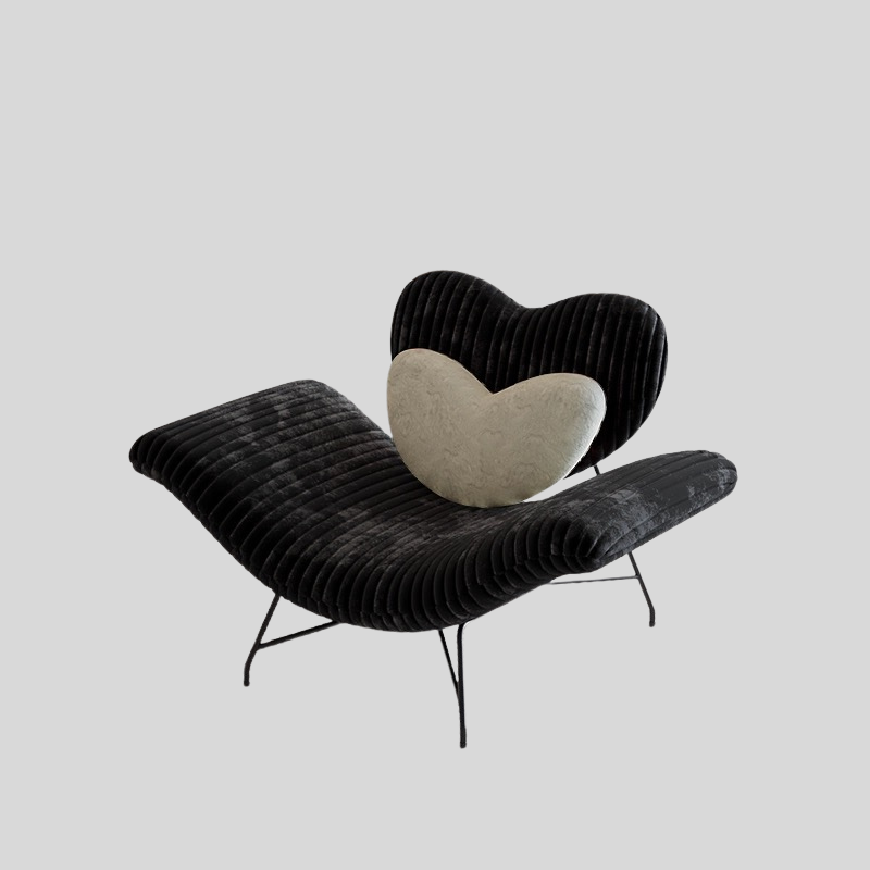 Heart-Shaped Lounge Chair – Modern Statement Accent Chair with Zebra Print & Plush Heart Cushion
