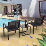 3-Piece Textilene Outdoor Patio Furniture Set – Weather-Resistant Chairs with Tempered Glass Table