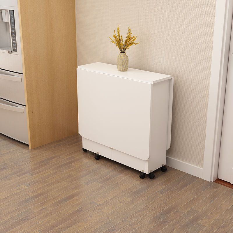 Foldable Drop Leaf Dining Table with Storage Shelves & Wheels – Space-Saving Convertible Table for Small Apartments