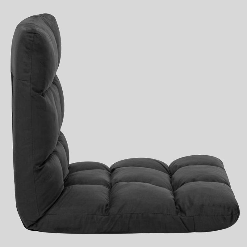 Adjustable Black Floor Chair - Reclining Lounge Seat for Living Room or Gaming