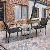 3-Piece Textilene Outdoor Patio Furniture Set – Weather-Resistant Chairs with Tempered Glass Table