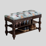 Vintage Floral Upholstered Shoe Storage Bench