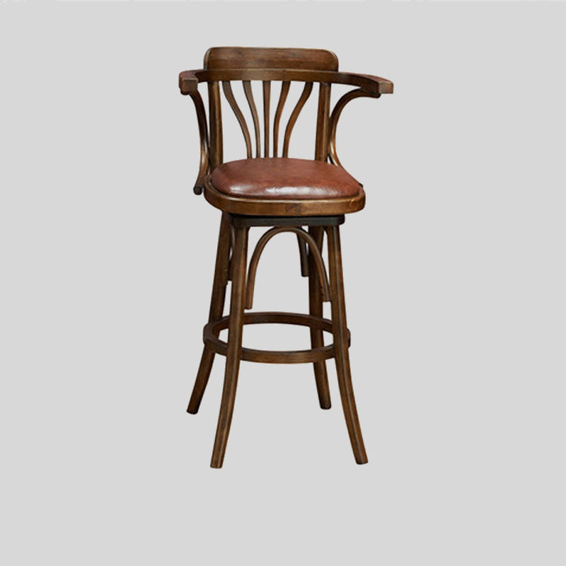 Swivel Chair Furniture Supplier Retro Solid Wood Swivel Bar Stool Bar Chair with Arms for Hotel/bar/ Restaurant