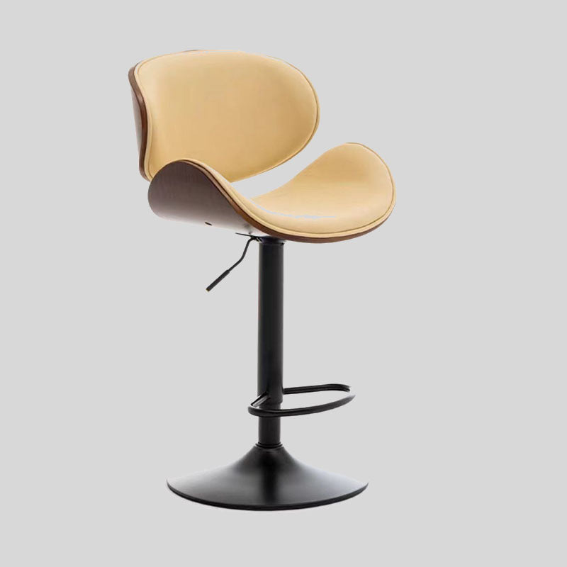 Adjustable Swivel Bar Stool with Ergonomic Design and Leather Seat