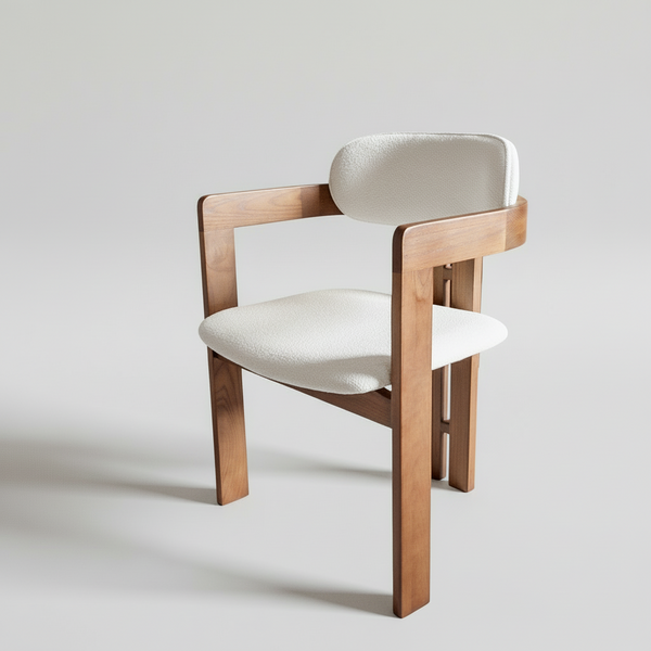 Black Frame Dining Chair with Plush Beige Upholstery and Contemporary Design