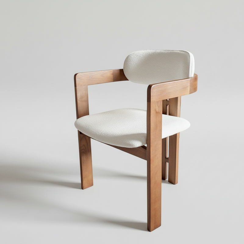 Black Frame Dining Chair with Plush Beige Upholstery and Contemporary Design