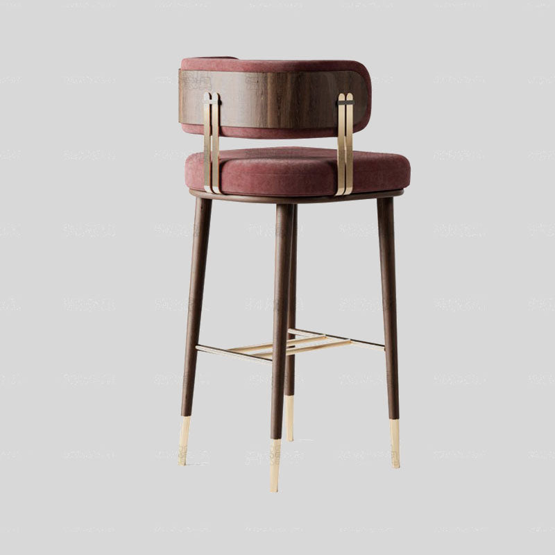 Modern creative bar chair home solid wood high stool light luxury metal stainless steel bar chair American casual bar chair