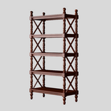 Classic European Solid Wood Display Shelf – Turned Column Storage Rack