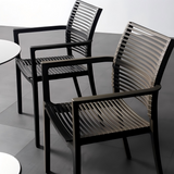Modern Stackable Outdoor Dining Chair – Durable Slatted Armchair for Café, Patio & Garden