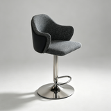 Cotton Linen Swivel Bar Stool – Adjustable Height Counter Chair