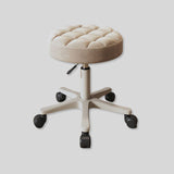 Adjustable Round Rolling Stool with Tufted Cushion for Beauty and Salon Use