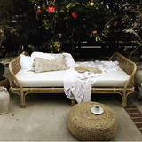 Nordic-Style Handwoven Rattan Daybed Sofa with Cushion (Multiple Sizes)