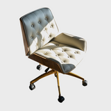 Modern Swivel Desk Chair with Wooden Frame and Gold or Silver Base