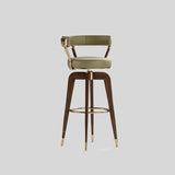 Upholstered Swivel Bar Stool with Wood Frame and Round Seat