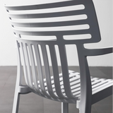 Contemporary Slatted Outdoor Dining Chair – Stackable Armchair for Patio, Café & Restaurant