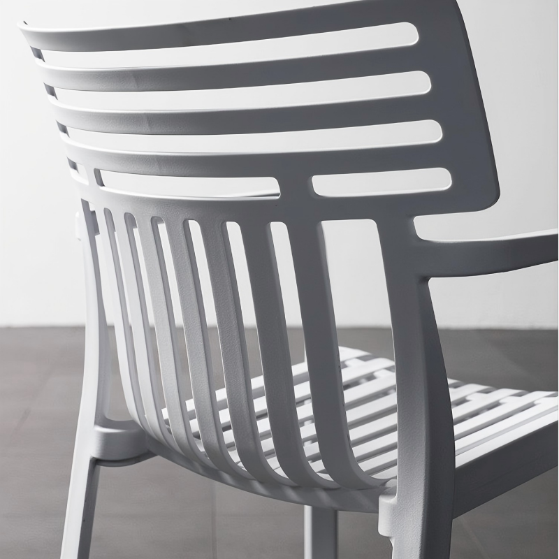 Contemporary Slatted Outdoor Dining Chair – Stackable Armchair for Patio, Café & Restaurant