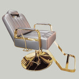 Luxury Reclining Salon Chair with Gold or Chrome Base