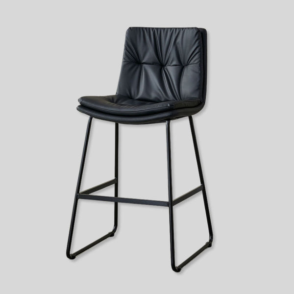 Modern Tufted Leather Bar Stool with Sleek Metal Frame for Stylish Interiors